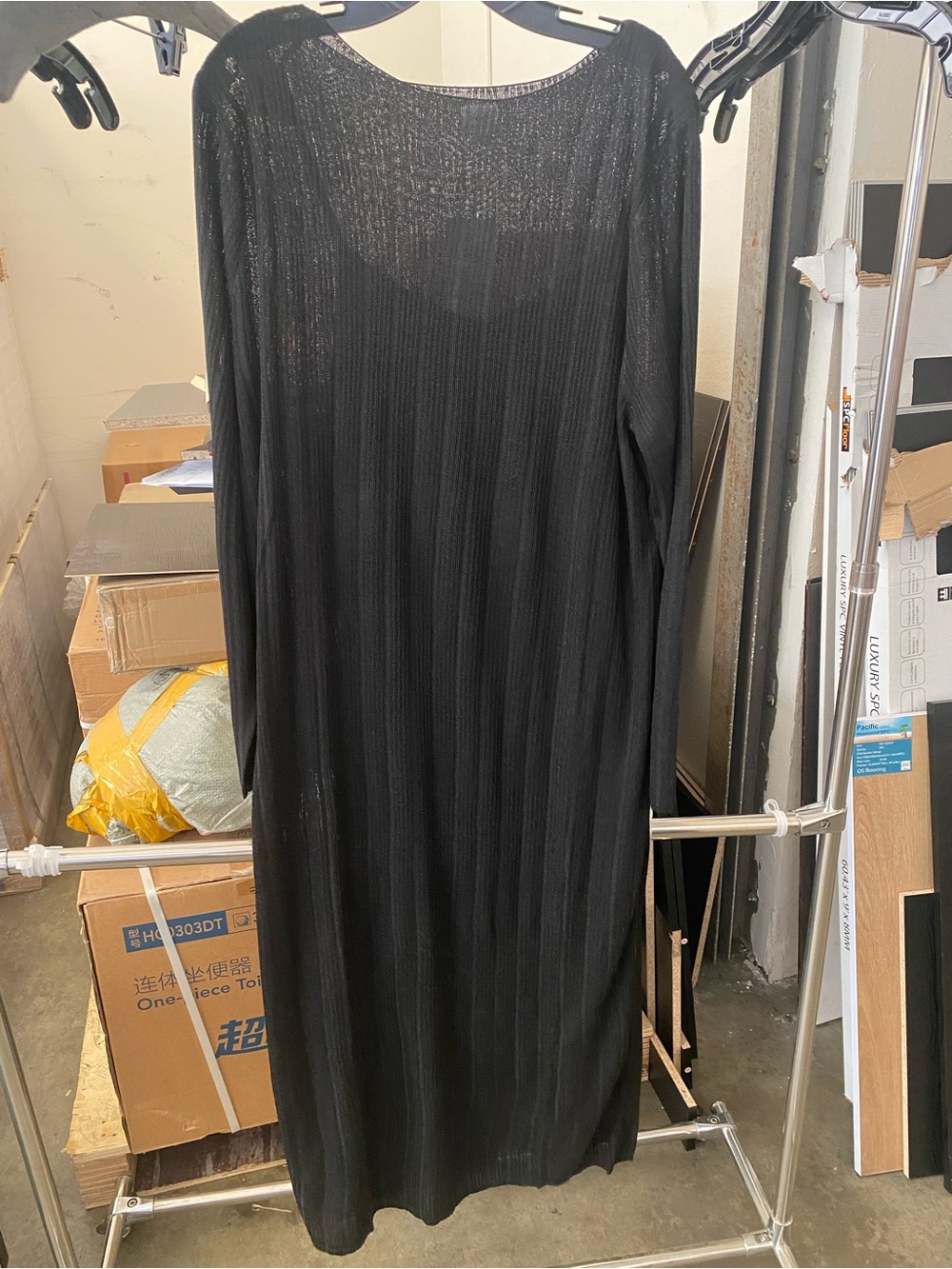 a new day Black Long Sleeve Ribbed Maxi Dress
